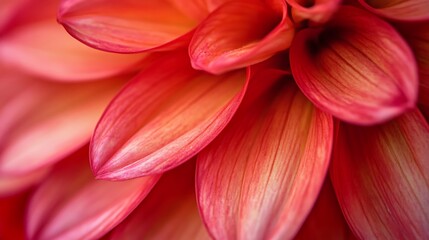 Fototapeta premium Closeup view of a vibrant red dahlia flower petals