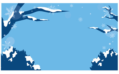 雪と森の背景フレーム素材