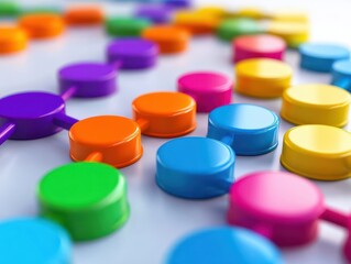 Technicolor flowchart of decisionmaking process, management strategy, colorful dynamic shapes