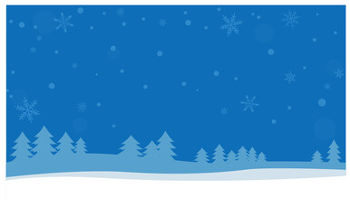 雪と森の背景フレーム素材