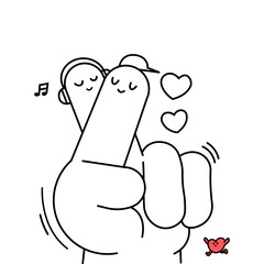 Flat design of hand finger cross illustration