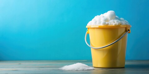 Bucket of soapy foam for household cleaning and hygiene, cleaning, soap, foam, bucket, household