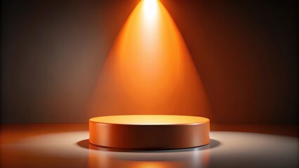 rendering of a cylindrical podium with an orange spotlight, podium, cylinder, orange, spotlight, stage, presentation
