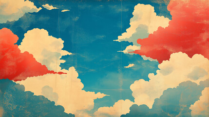 Obraz premium Vintage Sky with Clouds. Concept of Retro, Nostalgia, and Summer.