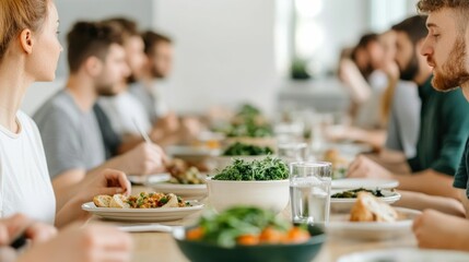 Multicultural cafe setting with a mix of global cuisines and diverse conversations fostering a sense of community and cultural exchange