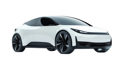 Fototapeta premium A striking white electric vehicle with smooth lines and a bold presence captures attention in a contemporary environment, embodying the future of automotive innovation