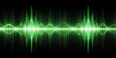 Green audio wave visualization on dark background, sound, audio, wave, visualization, green, technology, music, digital