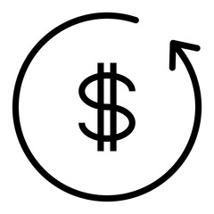 Chargeback icon.  return money symbol 