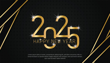 Golden premium vector design for happy new year celebration. shining golden and black happy new year greeting card. luxury design for banner, poster, social media or advertisement