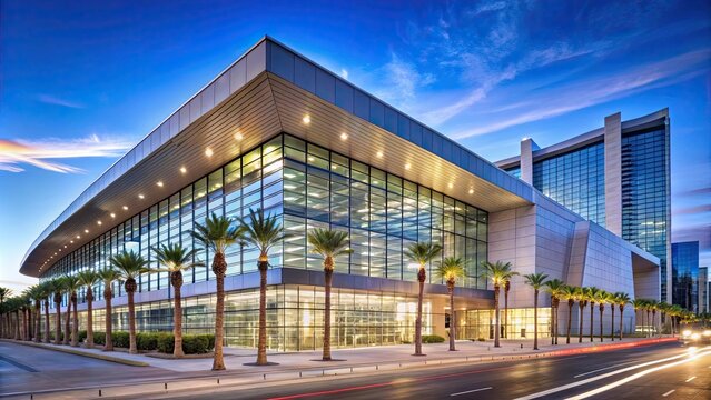 Modern and sleek design of Las Vegas Convention Center building, Las Vegas, Nevada, convention, center, architecture, exterior