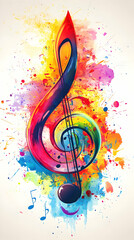 Colorful Music Treble Clef Illustration