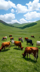 Obraz premium Pasture Cows Photo: Idyllic Rural Scene