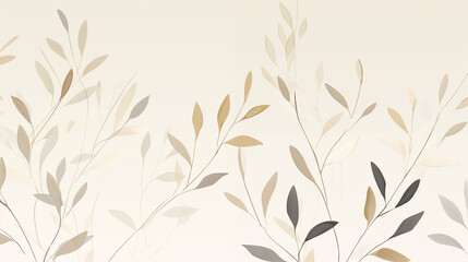 Obraz premium Leaves in various shades of beige, gray, and black, with a neutral background. It evokes a sense of calm and sophistication, it suitable for contemporary decor, art prints, or digital backgrounds.