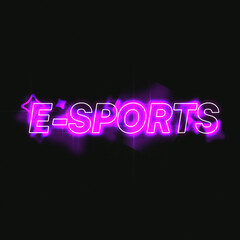Obraz premium Pink Lighted E-Sports White Outline Typography Sign with RGB OverlayEffect