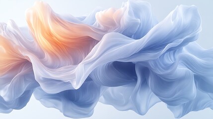 Fototapeta premium Abstract pastel blue and orange flowing fabric waves.