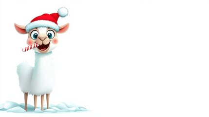 Cute Cartoon Santa Claus Character in Snowy Winter Landscape
