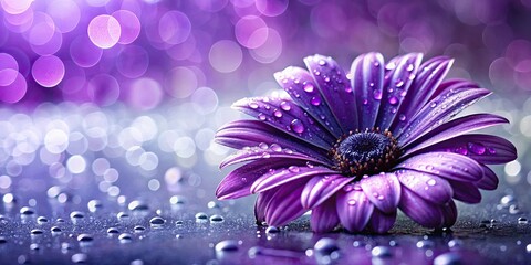 Purple flower with glistening water drops on the petals, purple, flower, water drops, nature, fresh, dew, droplets, vibrant