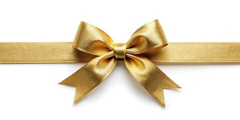 Fototapeta premium Gold ribbon with elegant bow perfect for gift wrapping or decoration, gold, ribbon, bow, shiny, metallic, luxurious