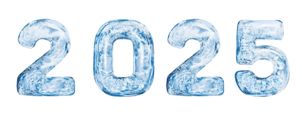 blue ice number 2025 new year creative font letter, cutout png