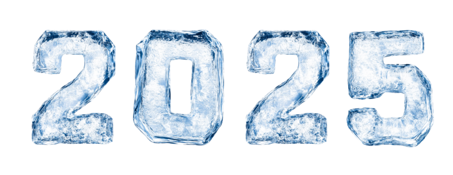 blue ice number 2025 new year creative font letter, cutout png - Powered by Adobe