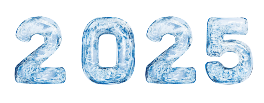 blue ice number 2025 new year creative font letter, cutout png