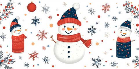 snowman and christmas tree