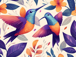 Obraz premium Vibrant Hummingbird Illustration