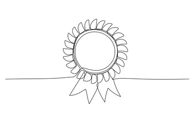 Medal one continuous line illustration. Hand drawn doodle drawing of award sign on white background