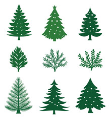 Obraz premium christmas trees set on white