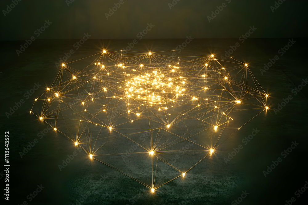 Poster A glowing network of interconnected points, symbolizing data or technological connections.