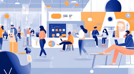 Obraz premium Modern Office Space with Diverse Workers