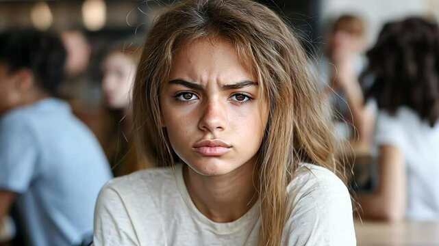 Disappointment of a Young Woman in a Cafe