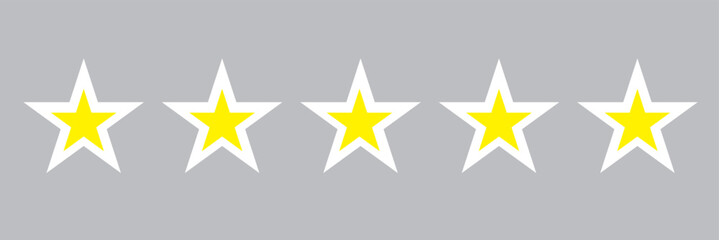 Five star rating, positive feedback 3d style. Customer review with five metallic golden stars in speech bubble