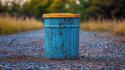 Naklejka premium a blue garbage can with a lid