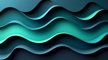 Fototapeta premium Abstract teal waves layered design.