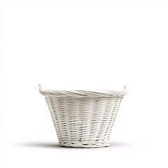 Obraz premium Discover the elegant design of a handcrafted white wicker basket perfect for minimalist home decor. On white background