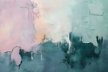 Abstract Teal Pink Impasto Painting