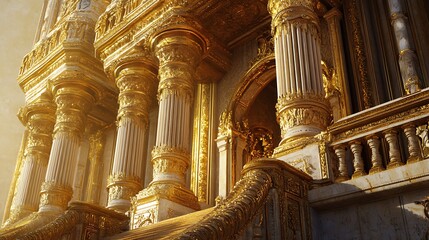 Golden Columns and Ornate Architectural Details