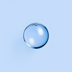 Soap bubble isolated on blue background