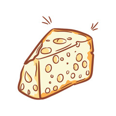 Hand-drawn colored cheese illustration. Cute cheese illustrations for your food product packaging
