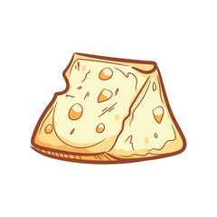 Hand-drawn colored cheese illustration. Cute cheese illustrations for your food product packaging