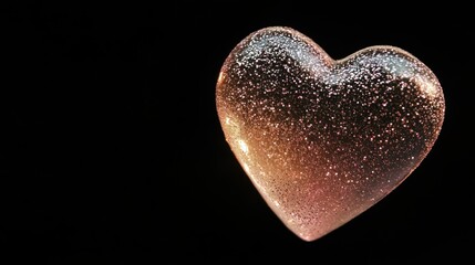 Fototapeta premium Isolated glowing heart with pink sparkles on a solid black background