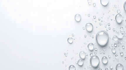 Water droplets on white surface top view background