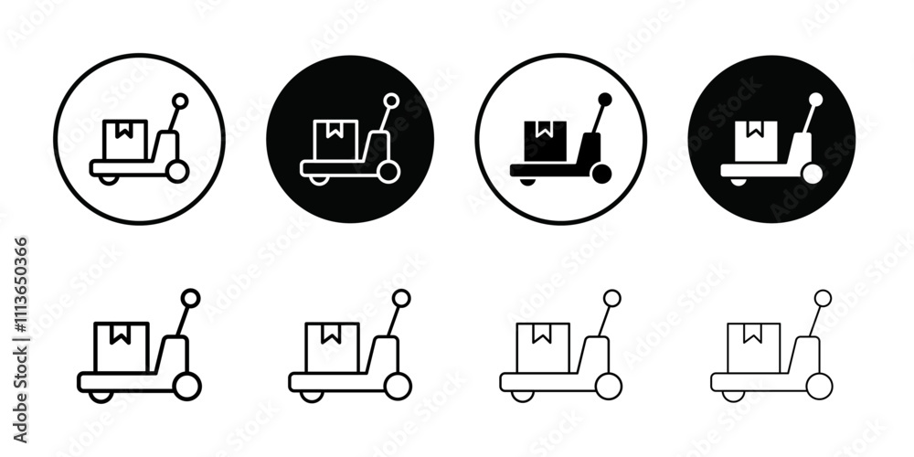 Aufkleber Hand pallet jack icon Outline vector for web ui