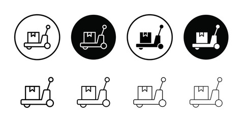 Hand pallet jack icon Outline vector for web ui