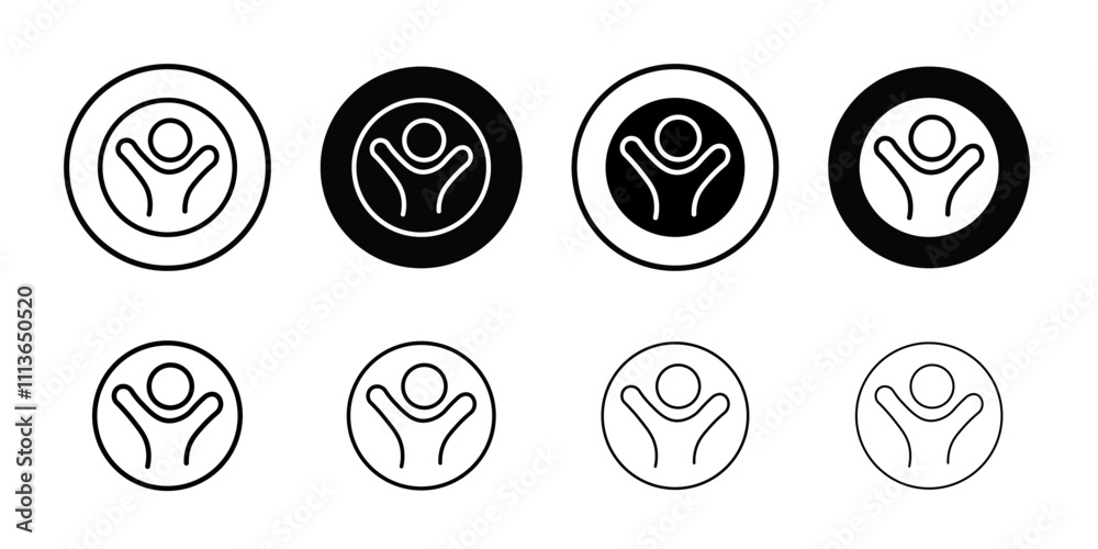 Poster happy people icon outline vector for web ui