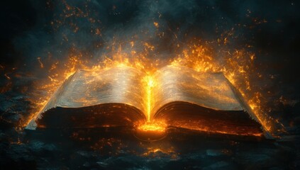 Open Book of Exodus Glowing Pages Bible Revelation Cinematic Presentation for Study and Education