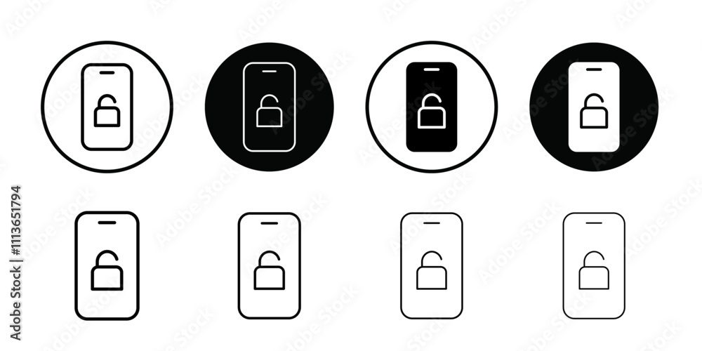 Poster Mobile Unlock icon Outline vector for web ui