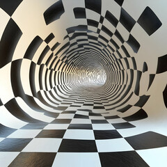 Abstract 3D Checkered Tunnel