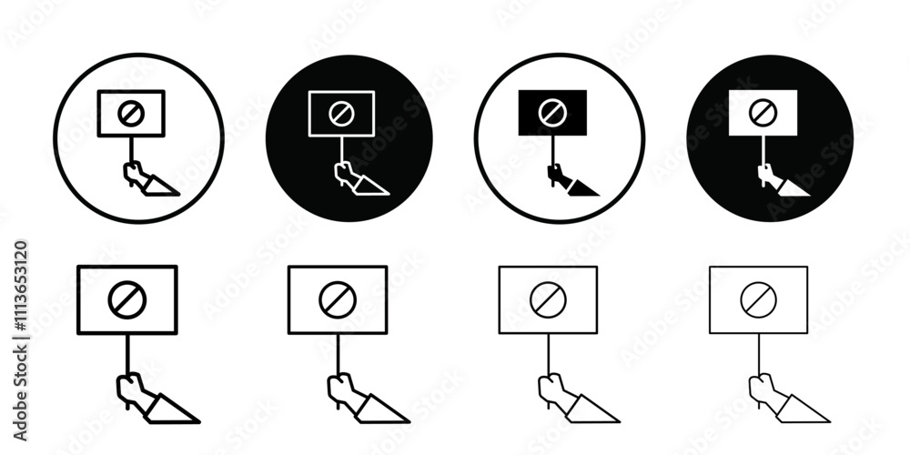 Poster Protest banner in hand icon Outline vector for web ui